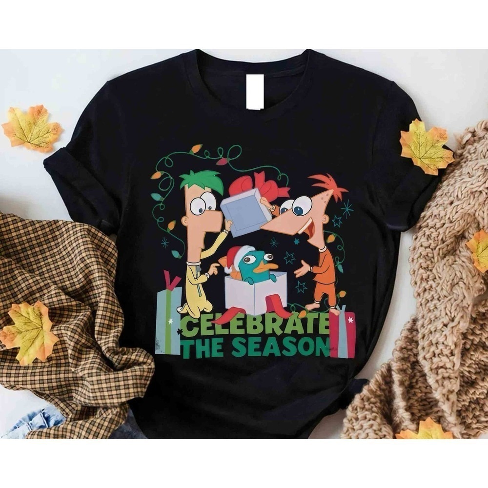 Phineas And Ferb Celebrate The Season Christmas Presents Fun Unisex T-Shirt